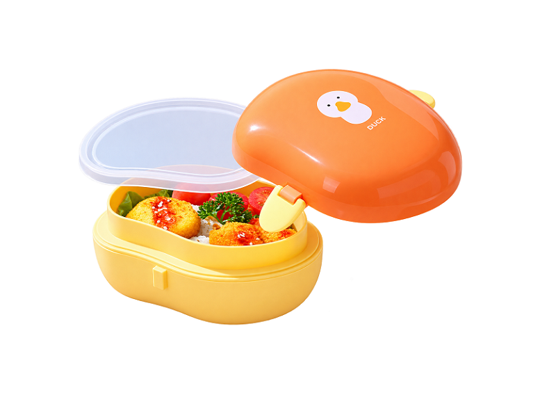 Mango Shaped Lunch Box with Partition & Spork, Insulated Tiffin Box - Image 5