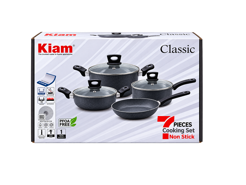 Kiam Classic 7-Piece Non-Stick Marble Coated Cookware Set - Image 2